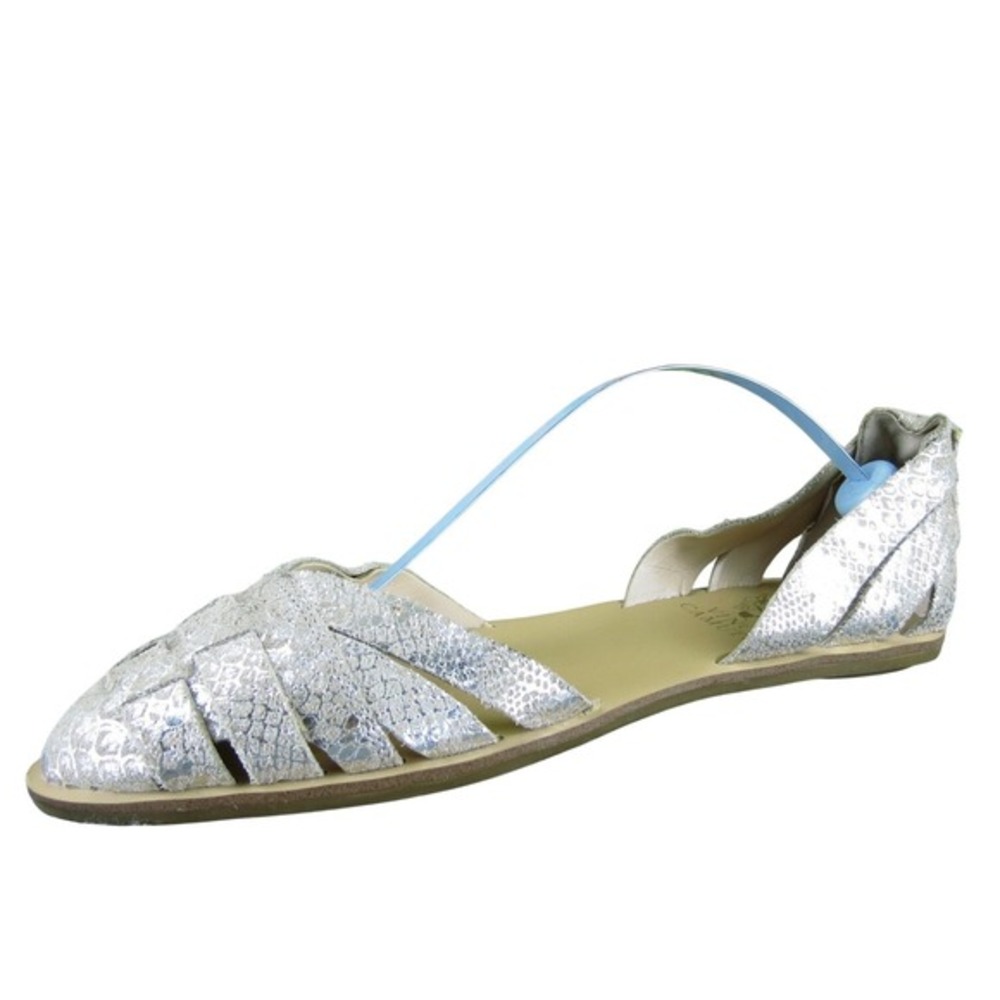 Vince Camuto Women's Reta Flat Silver Leather Sz 7 Medium Gently Used 2025